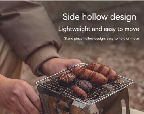 Outdoor Portable Folding Card Stove Stainless Steel Burner Grill BBQ Wood Burn