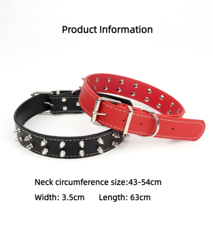 New Large And Medium Size Dog PU Leather Rivet Collar Punk Style Dog Collar
