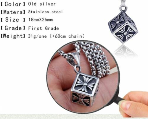 NEW Fashion Unisex Silver Stainless Steel magic cube Pendant Necklace Chain Gift