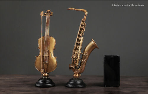 Saxophone Violin instrument home bookcase cabinet decorated resin decoration