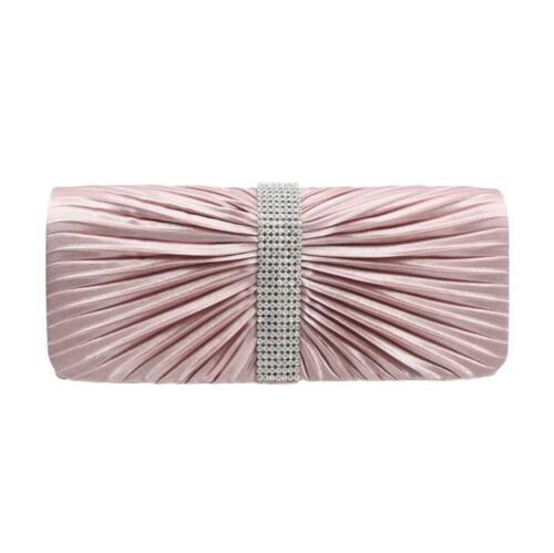 NEW Shining Satin Chain Handbag Ladies Evening Clutch Bag Wedding Bridal