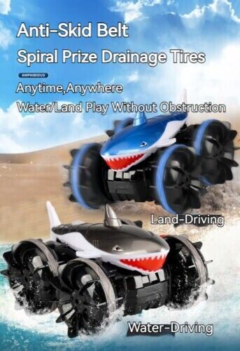 Amphibious Shark Stunt Car Remote Control Wireless Electric Toy Boy Kids Gift