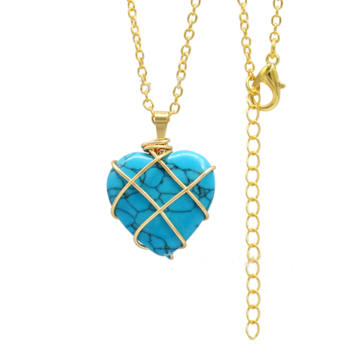 Women Winding Heart Shape Crystal Pendant Fashion Colored Gemstones Necklace