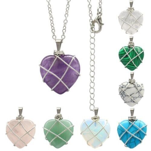 Women Winding Heart Shape Crystal Pendant Fashion Colored Gemstones Necklace