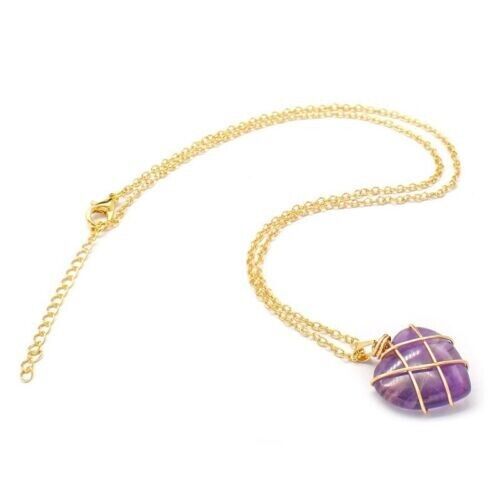 Women Winding Heart Shape Crystal Pendant Fashion Colored Gemstones Necklace