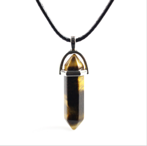 Natural Quartz Crystal Chakra Cut Gemstone Pendant Healing Point Reiki Necklace