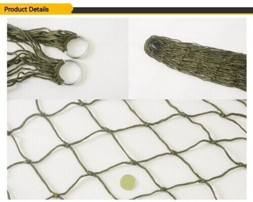 Outdoor Single Hammock Camping Thickened Army Green Mesh Nylon Rope Tie Portable