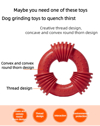 Dog Toys Rubber Bite Resistant Molar Tooth Cleaning Threaded Ring Pet Toys