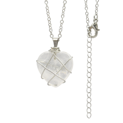 Women Winding Heart Shape Crystal Pendant Fashion Colored Gemstones Necklace