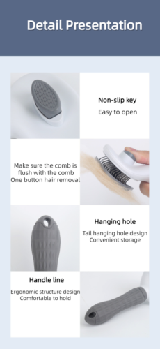 Pet Stainless Steel Manual One-click Hair Removal Brush Pet Hair Removal Comb