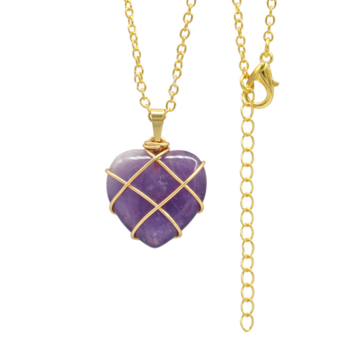 Women Winding Heart Shape Crystal Pendant Fashion Colored Gemstones Necklace