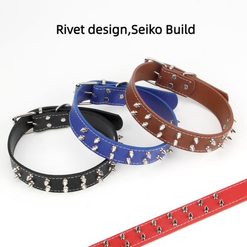 New Large And Medium Size Dog PU Leather Rivet Collar Punk Style Dog Collar