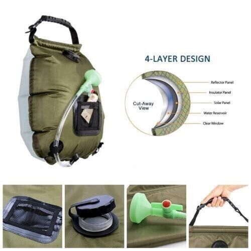 Outdoor 20L Solar Energy Gather Heat Bath Bag Portable Shower Bag Camping Shower