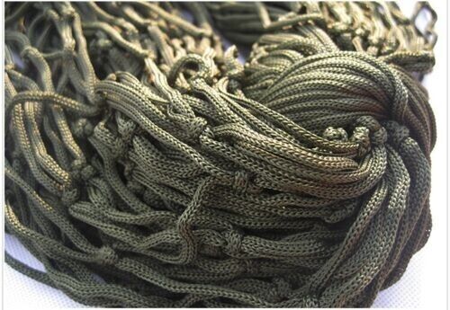 Outdoor Single Hammock Camping Thickened Army Green Mesh Nylon Rope Tie Portable