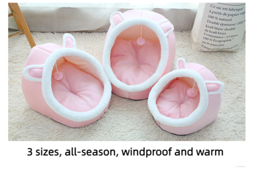 Universal Pet Bed Windproof Warm Cushion Cartoon Shape Cat Dog House 3 Sizes