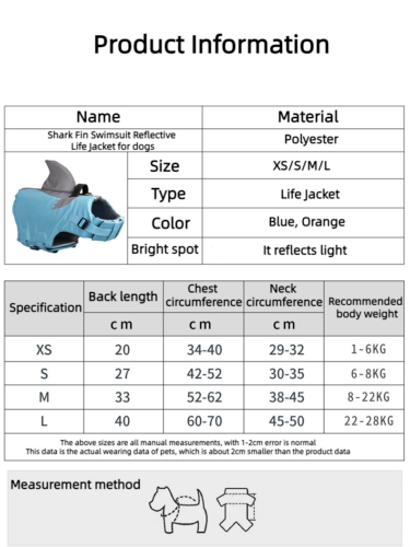 New Dogs Safe Luminous Life Jacket Durable Shark Fin Design Life Jacket