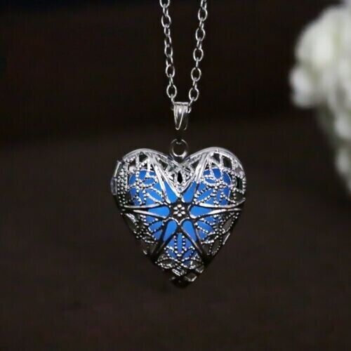 Heart Shape Openable Luminous Pendant Hollowed Out Creative Necklace