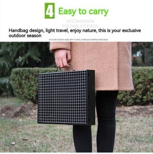 Outdoor Small Black Steel Charcoal Grill Portable Folding Thickened Grill BBQ
