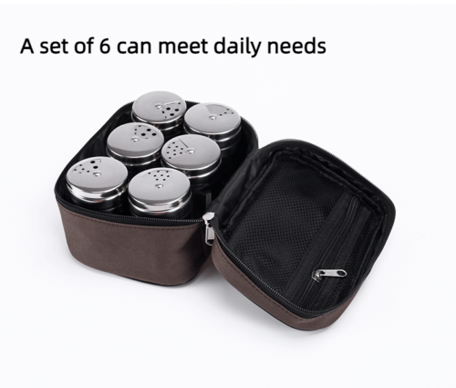 Outdoor Barbecue Portable Stainless Steel Kitchen Seasoning Jar 6 In 1 Set