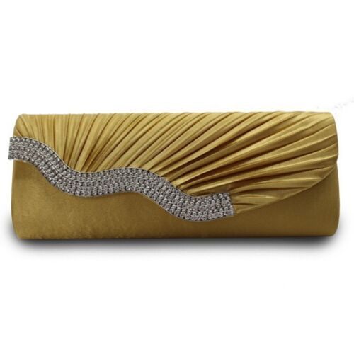 Shining Satin Ladies Chain Dinner Handbag Wedding Bridal Party Evening Clutch
