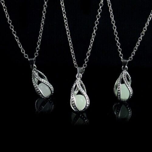 Fashion Luminous Spiral Can Open Hollowed Out Necklace Moonstone Pearl Pendant
