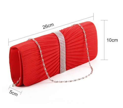 NEW Shining Satin Chain Handbag Ladies Evening Clutch Bag Wedding Bridal