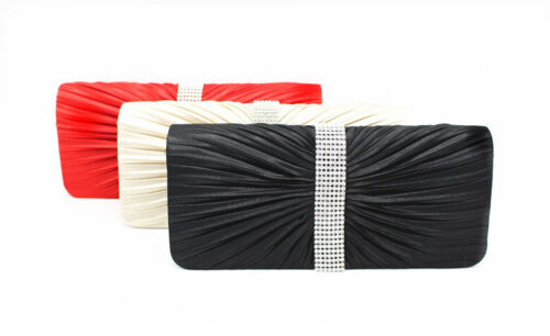 NEW Shining Satin Chain Handbag Ladies Evening Clutch Bag Wedding Bridal