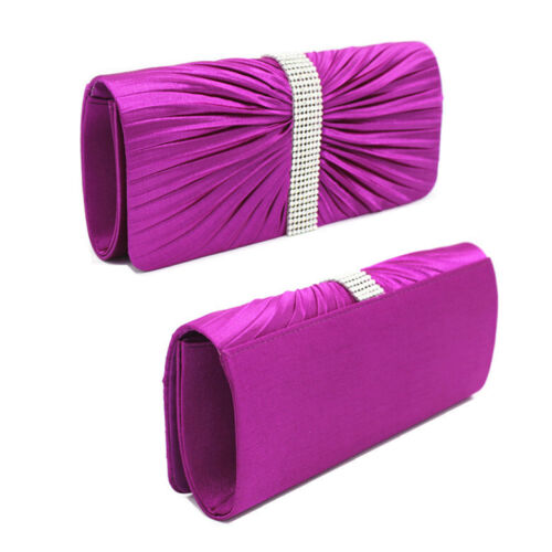 NEW Shining Satin Chain Handbag Ladies Evening Clutch Bag Wedding Bridal