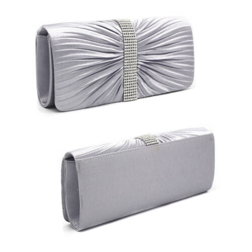NEW Shining Satin Chain Handbag Ladies Evening Clutch Bag Wedding Bridal