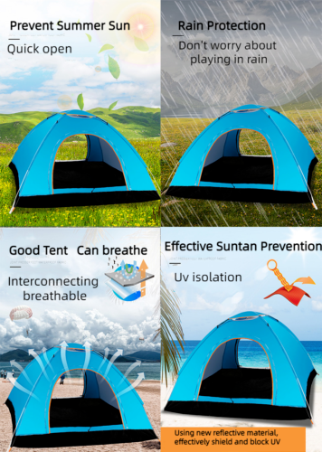 Light Stable Camping Speed Off Rain Proof Outdoor Beach Portable Blue Tent