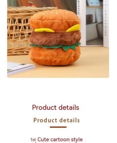 Hamburger Vocalized Plush Toy Grinding Teeth Cleaning Bite Resistant Dog Boredom