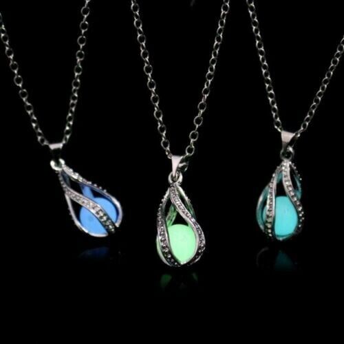 Fashion Luminous Spiral Can Open Hollowed Out Necklace Moonstone Pearl Pendant
