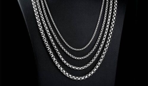 Basic Punk Stainless Steel Single Link Square Rolo Chain Necklace for Men Women