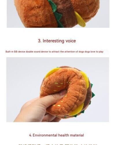Hamburger Vocalized Plush Toy Grinding Teeth Cleaning Bite Resistant Dog Boredom
