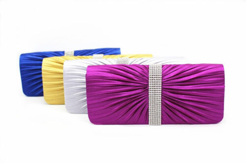 NEW Shining Satin Chain Handbag Ladies Evening Clutch Bag Wedding Bridal