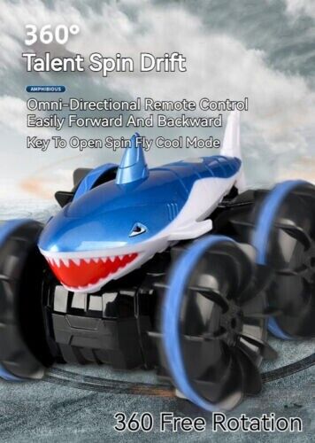 Amphibious Shark Stunt Car Remote Control Wireless Electric Toy Boy Kids Gift