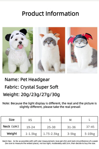 New Cartoon Animal Pet Hat Cat Dog Head Cover Cute Decorative Accessories
