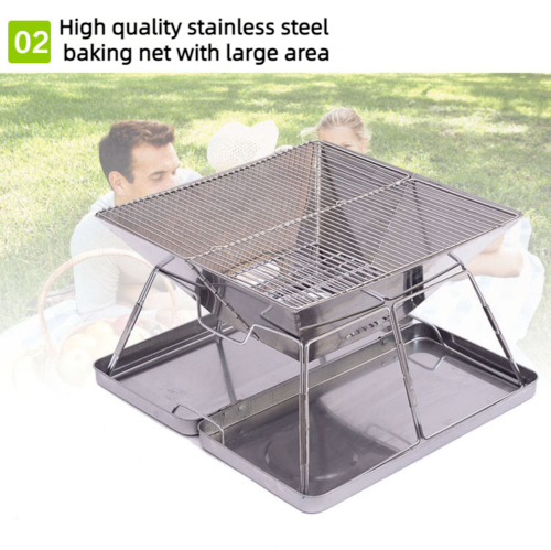 Outdoor Stainless Steel Folding Barbecue Grill Field Charcoal BBQ Grill Barbecue