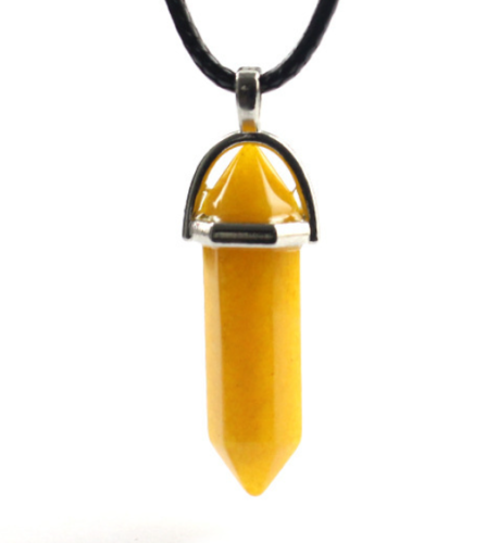 Natural Quartz Crystal Chakra Cut Gemstone Pendant Healing Point Reiki Necklace