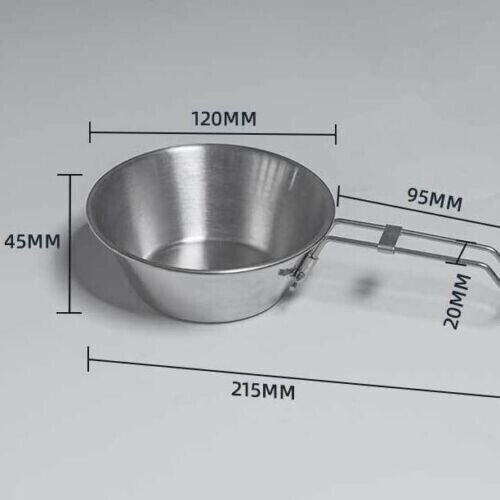 Camping Noodle Bowl Foldable Stainless Steel Hanging Cookware 300ml Outdoor