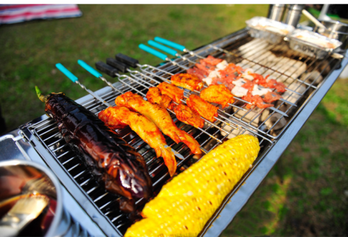 New Outdoor Portable Stainless Steel Stove Charcoal BBQ Grill Camping Cooking