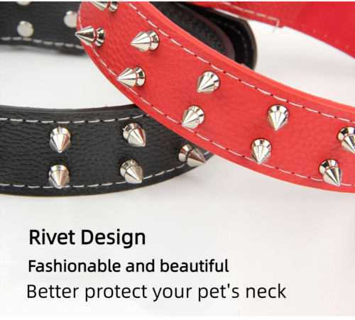 New Large And Medium Size Dog PU Leather Rivet Collar Punk Style Dog Collar
