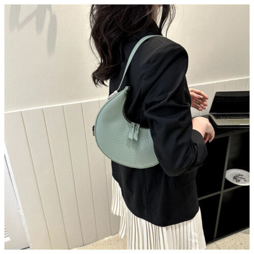 Women's Crocodile Stripe Double Zipper Fashion Personality Underarm Shoulder Bag