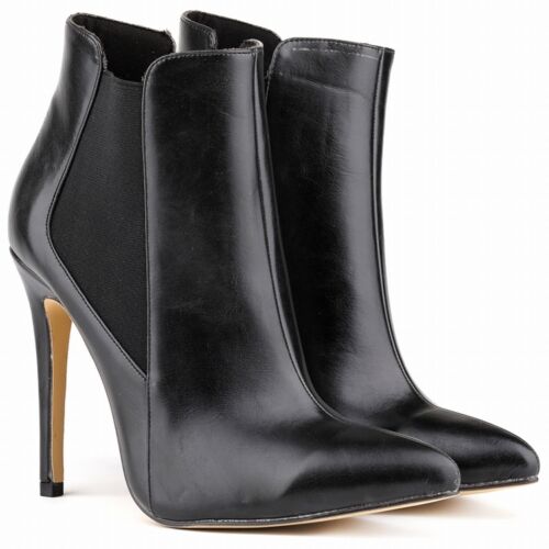 WOMEN FAUX LEATHER HIGH HEELS STILETTO BOOTS SEXY HOT
