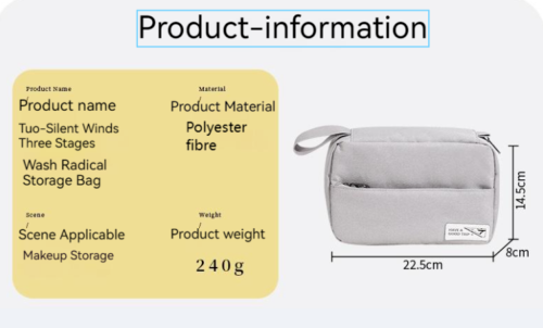 Portable Zip Hangable Toiletry bag Travel Cosmetic Organizer Storage Makeup Bag