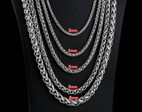 New Basic Punk Stainless Steel Single Link Twist Chain Necklace for Men Women