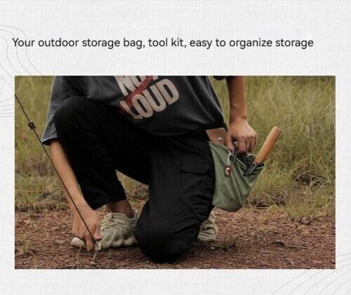 Outdoor Canvas Foraging Bag Fruit Pick Waist Tool Belt Pouch Drawstring Fold Bag