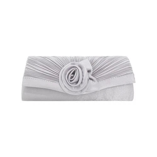 Women Satin Flower Evening Clutch Bag Wedding Party Prom Bridal Shoulder Handbag 15 Colour