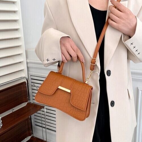 Women's Fashion Crocodile Stripe Simple Handbag Shoulder Bag Crossbody Bag