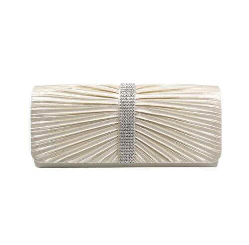 NEW Shining Satin Chain Handbag Ladies Evening Clutch Bag Wedding Bridal